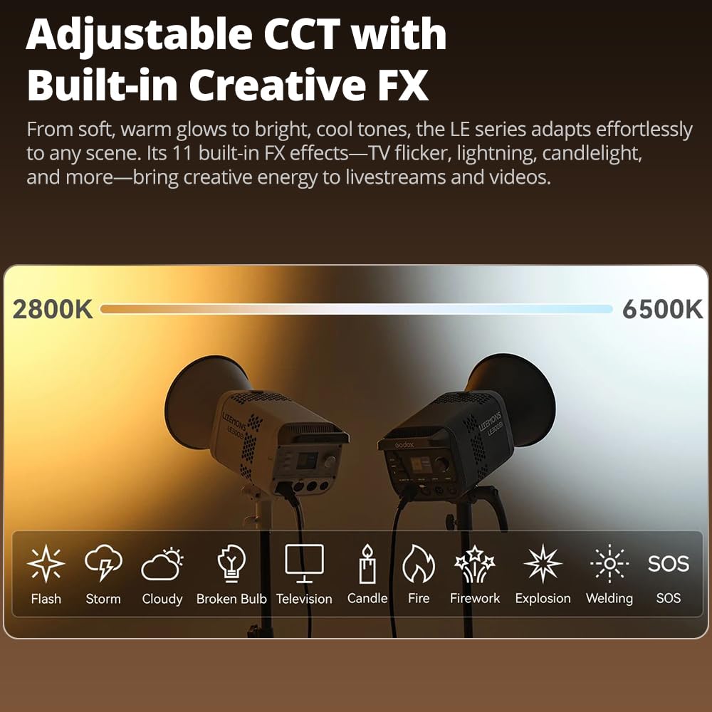 godox-le200bi-220w-led-vid-o-bi-color-bowens-2800k-6500k image 5