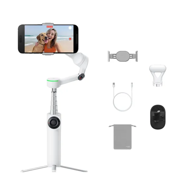 insta360-flow-2-pro-blanc-pack-vlog-stabilisateur-ia-pliable-apple-dockkit image 1