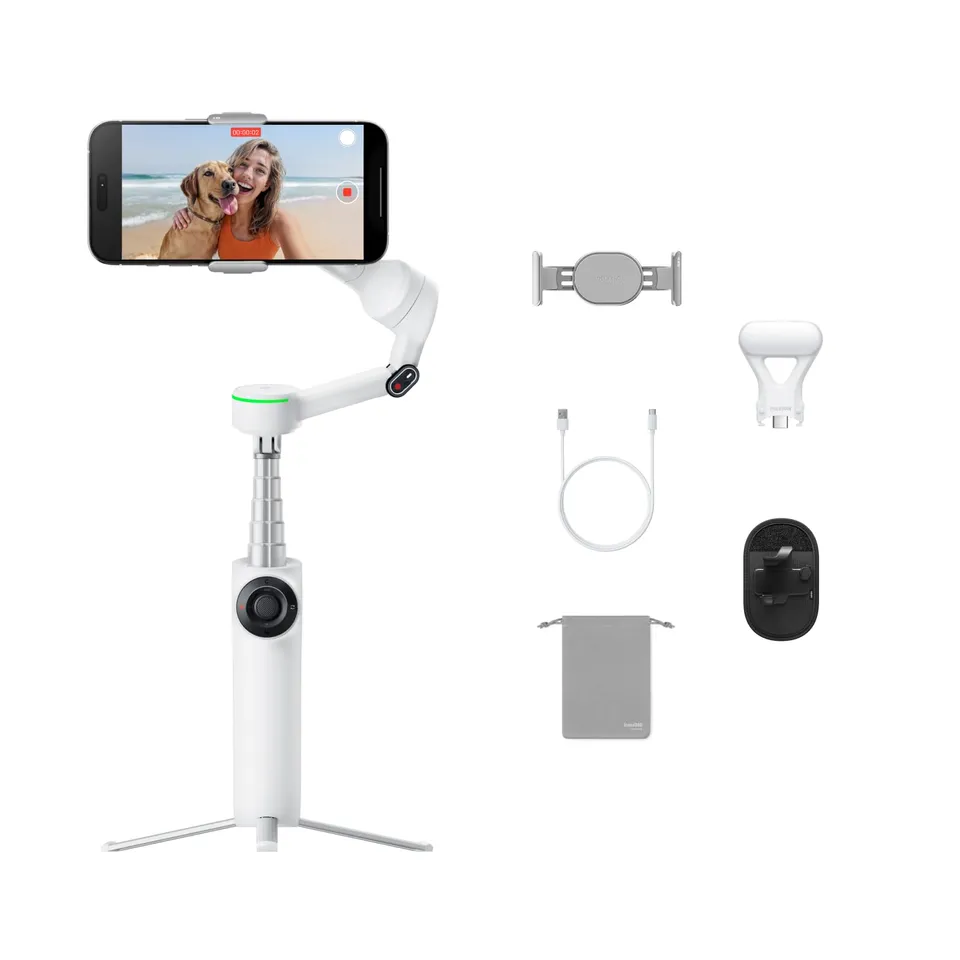 insta360-flow-2-pro-blanc-pack-vlog-stabilisateur-ia-pliable-apple-dockkit image 1