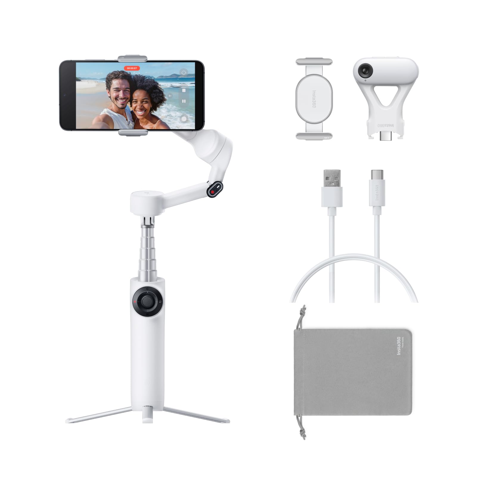 insta360-flow-2-plus-pack-traqueur-ia-blanc-stabilisateur-gimbal-smartphone image 1